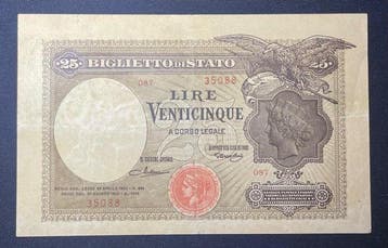 Italië. - 25 Lire - 1923 - Gigante BS 22A