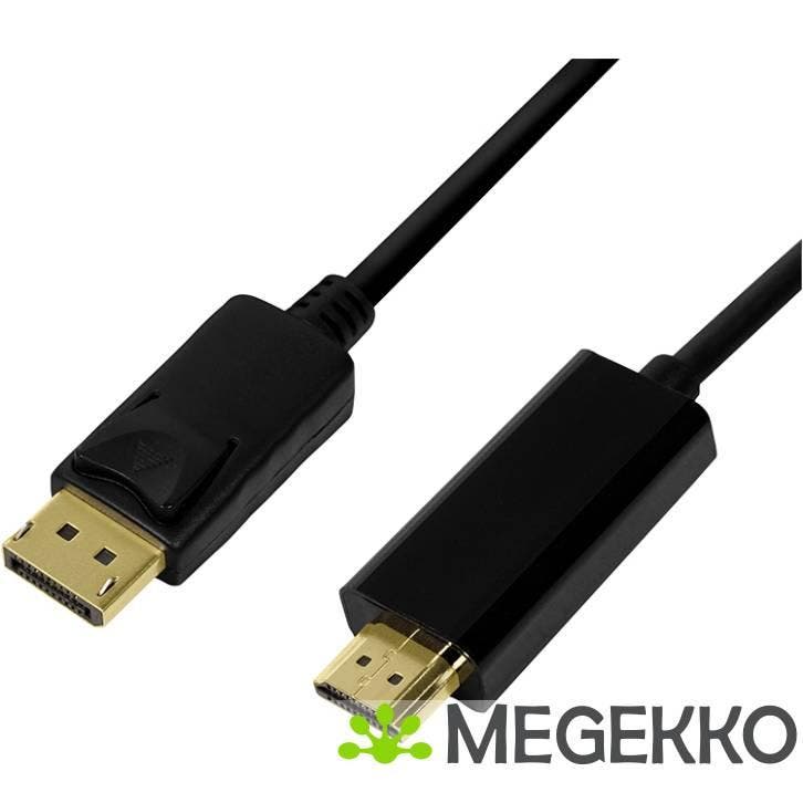 LogiLink CV0127 DisplayPort kabel 2 m HDMI Zwart, Computers en Software, Overige Computers en Software, Nieuw, Verzenden