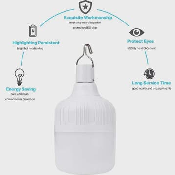 Draagbare LED Noodlamp met Zonnepaneel & USB - Oplaadbaar, E, Verzenden, Nieuw