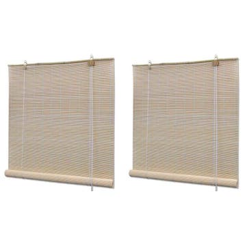 vidaXL Rolgordijnen 2 st 120x160 cm bamboe natuurlijk, Verzenden, Nieuw, Beige