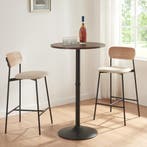 Bartafel Vantaa rond 100xØ60 cm zwart en walnootkleurig [en., Huis en Inrichting, Tafels | Statafels, Verzenden, Nieuw
