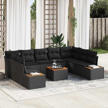 vidaXL Tuinbankenset 5 st 9-Aantal zitplaatsen Zwart, Verzenden, Nieuw, 5 zitplaatsen