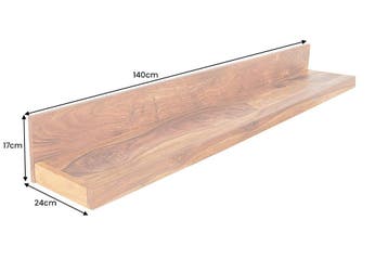 Massieve wandplank MAKASSAR 140cm bruin sheeshamhout, Ophalen of Verzenden, Nieuw