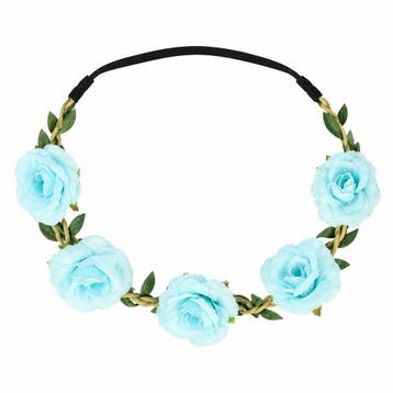 Haarband met Roos Bloemen - Lichtblauw, Nieuw