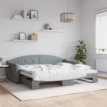 vidaXL Slaapbank met onderschuifbed 90x200 cm stof, 90 cm, Eenpersoons, Verzenden, Nieuw