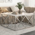 vidaXL Salontafel roestvrijstaal en gehard glas, Huis en Inrichting, Tafels | Salontafels, 100 tot 150 cm, 50 tot 75 cm, Verzenden