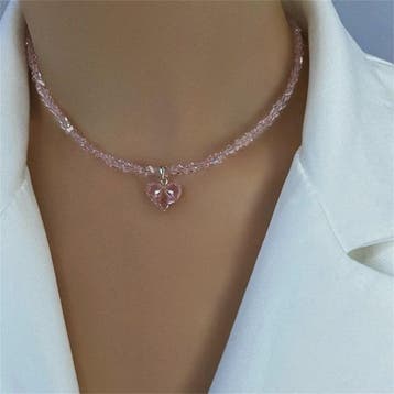 Vintage Zirkonia Hart Hanger Ketting - Boho Stijl Kristal Ke, Verzenden