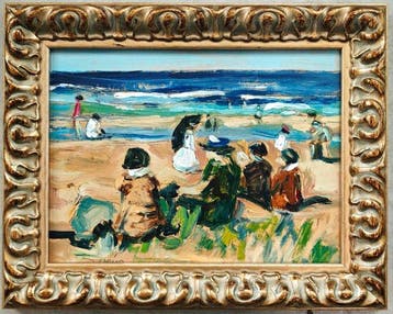 École postimpressionniste espagnole (XX) - Scène de plage -