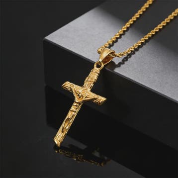 Heren RVS Kruis Ketting met Jezus Hanger - Religieuze Christ, Verzenden, Nieuw