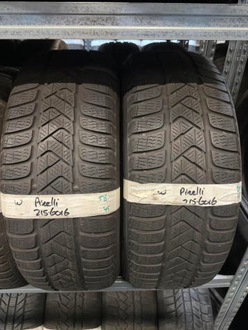 215-60-16 Pirelli Winterbanden 5.5mm Incl Montage 215 60 16, Ophalen, 16 inch, Winterbanden, Band(en)