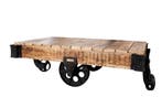 Solide design salontafel RAILWAY 110cm mangohout met 4, Ophalen of Verzenden, Nieuw