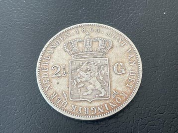 Nederland. Willem III. 2 1/2 Gulden 1865 (Zonder, Postzegels en Munten, Munten | Nederland
