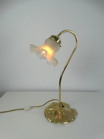 Lamp - Frosted glas - Messing tafellamp