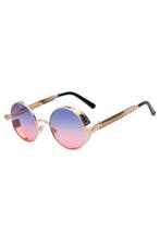 Ronde Bril Steampunk Vintage Goud Montuur Rond Blauw Roze Gl, Ophalen of Verzenden, Nieuw, Blauw