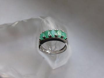 Zilver, Emerald - Ring - Art Deco-stijl