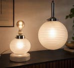 Lamp (2) - pendelarmatuur + tafellamp - Satijngeëtst glas -