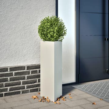 vidaXL Plantenbak driehoek 30x26x75 cm staal wit, Verzenden, Nieuw, Metaal