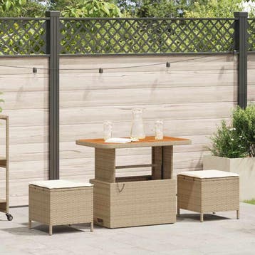 vidaXL Tuin eettafelset 3 st Beige poly rattan, Verzenden, Nieuw, Rotan, 3 zitplaatsen