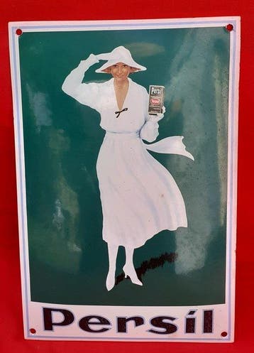 PERSIL de witte vrouw - Emaille bord - Metaal - Emaille