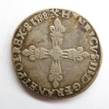 Frankrijk. Henri III (1574-1589). Quart décu argent croix