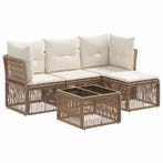 vidaXL Tuinbankenset 5 pcs Beige poly rattan, Verzenden, Nieuw, 5 zitplaatsen