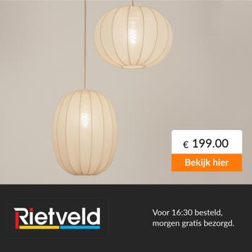 Rietveld-Hanglampen-Beige, Zand-Stof, Metaal, Verzenden, Nieuw