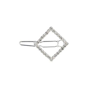 Haarspeld Haarclip 2cm - Vierkant Strass Steentjes - Zilver, Nieuw