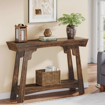 Houten Console Tafel met Opbergplank - Smalle Haltafel in Bo, Verzenden, Nieuw