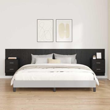 vidaXL Hoofdbord Met Kast 3 st Zwart Eiken Bewerkt hout, Huis en Inrichting, Slaapkamer | Bedden, Verzenden, Nieuw, Zwart, Hout
