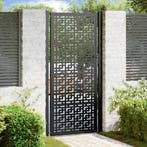 vidaXL Poort met kruisontwerp 100x200 cm staal zwart, Verzenden, Nieuw