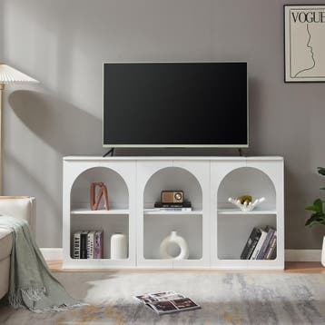 Dressoir Trorhun 160x30x80 cm wit [en.casa], Verzenden, Nieuw