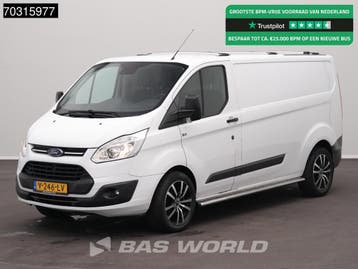 Ford Transit Custom 105pk L2H1 Trekhaak Navi Airco Cruise Ca, Stof, Gebruikt, Euro 6, Wit