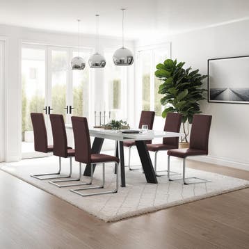 Sledestoelen, kunstleer - bruin, Set van 6, Huis en Inrichting, Stoelen, Verzenden, Nieuw
