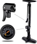 Matzwarte Fietspomp met Drukmeter én Extra Ventielen -, Fietsen en Brommers, Fietsonderdelen, Verzenden, Nieuw