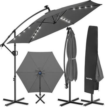 2dekans | tectake® Zweefparasol met Voet - 3 x 3 m -, Ophalen of Verzenden, Zo goed als nieuw