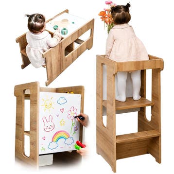3 in 1 Leertoren - Kindertafel -Krijtbord - Keukentoren, Verzenden, Nieuw, Overige typen