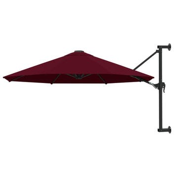 vidaXL Wandparasol met metalen paal 300 cm bordeauxrood, Verzenden, Nieuw, 3 tot 4 meter, Muurparasol
