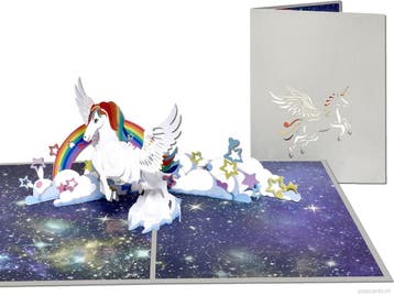 Grote pop-up kaart Unicorn | Fraaie Eenhoorn met regenboo..., Verzenden, Nieuw