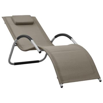 vidaXL Ligbed textileen taupe en grijs, Tuin en Terras, Verzenden, Nieuw