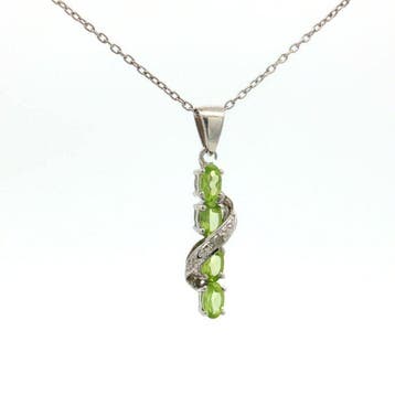 Zonder minimumprijs - Hanger Zilver - 0.92ct. tw. Olivijn -