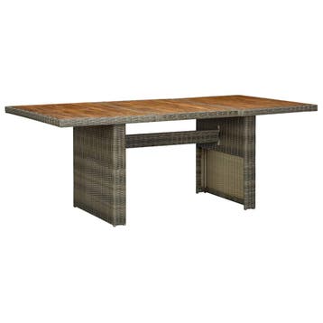 vidaXL Tuintafel poly rattan en massief acaciahout bruin, Tuin en Terras, Tuintafels, Verzenden, Nieuw
