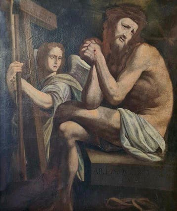 Italiaanse school (XVII) - l’Uomo dei dolori e un angelo con