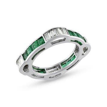 Ring - 18 karaat Witgoud - 2.51ct. tw. Smaragd - Diamant, Nieuw