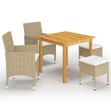 vidaXL 5-delige Tuinset beige, 4 zitplaatsen, Nieuw, Tuinset, Verzenden