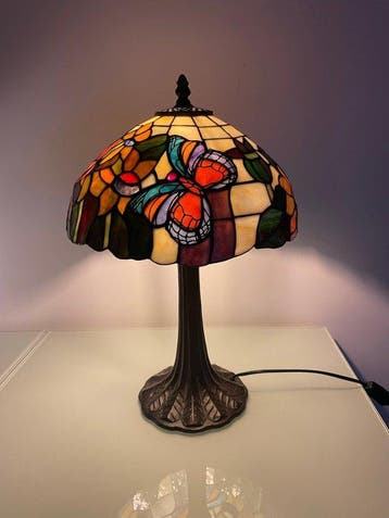 Tafellamp - vlinder - Glas, Lood - Tiffany-stijl vlinder