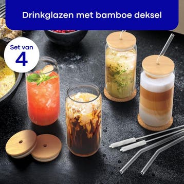 Malmoo Latte Macchiato Glazen - Set van 4 - Beker met rietje, Ophalen of Verzenden, Nieuw