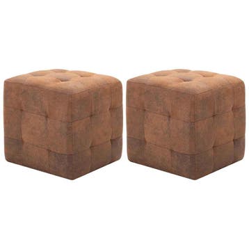 vidaXL Nachtkastjes 2 st 30x30x30 cm kunstsuède bruin, Huis en Inrichting, Overige materialen, Minder dan 45 cm, Verzenden, Nieuw