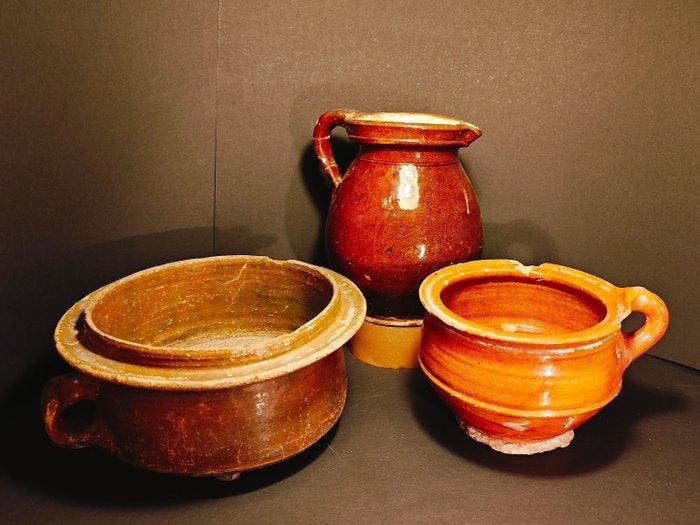 Aardewerk Kan - 22 cm - Stoofpot, Kan en Pan (Zonder, Antiek en Kunst, Antiek | Overige Antiek