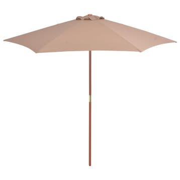 vidaXL Parasol met houten paal 270 cm taupe, Verzenden, Nieuw, 2 tot 3 meter