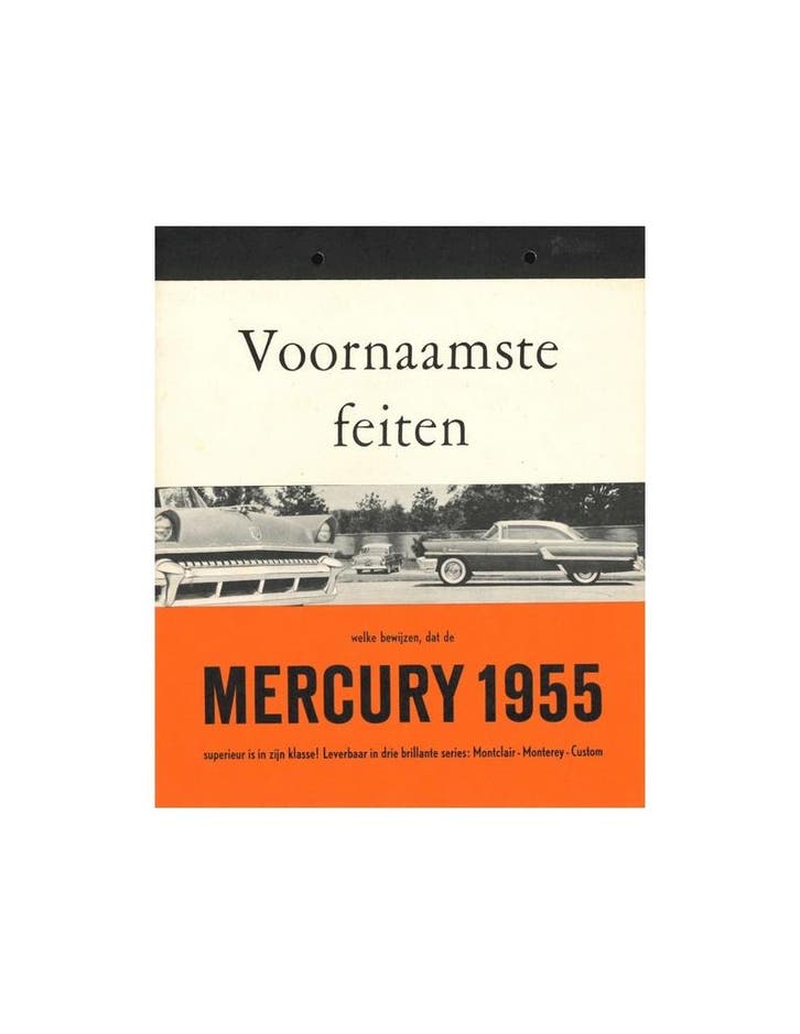 1955 MERCURY PROGRAMMA BROCHURE NEDERLANDS, Boeken, Auto's | Folders en Tijdschriften